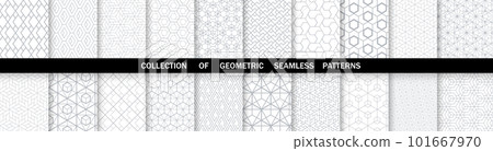 Geometric set of seamless gray and white patterns. Simpless vector graphics. Geometric set of seamless gray and white patterns. Simpless vector graphics. 101667970