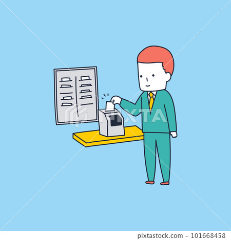 Illustration material of office worker stamping on time card Illustration material of office worker stamping on time card 101668458