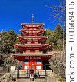 Yamanashi Prefecture Fujiyoshida City Arakura Fuji Sengen Shrine five-storied pagoda 101669416
