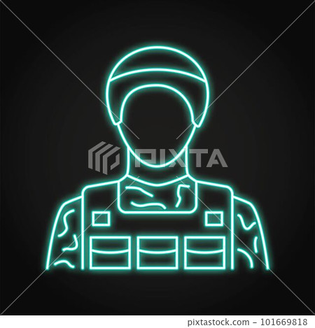 Military soldier neon line icon 101669818