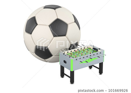 Soccer ball with table football, 3D rendering Soccer ball with table football, 3D rendering 101669926