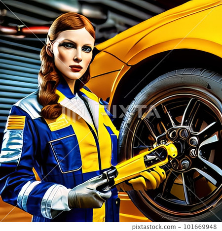 Portrait of a Professional Female Car Mechanic Portrait of a Professional Female Car Mechanic 101669948