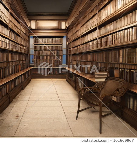 Books in the empty Library. AI 101669967