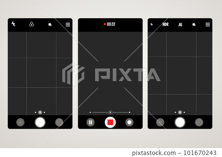 Set Phone camera viewfinder, screen interface view template video cam. Smartphone app frame isoleted 101670243