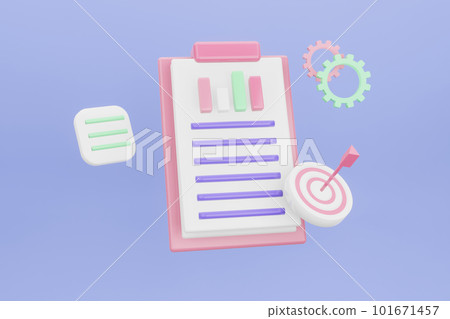 3d clipboard with business idea goals on project plan, fast progress, analytics icon. Clipboard paper with Data analytics and target, SEO optimization, business strategy, graph analytic. 3d rendering 3d clipboard with business idea goals on project plan, fast progress, analytics icon. Clipboard paper with Data analytics and target, SEO optimization, business strategy, graph analytic. 3d rendering 101671457