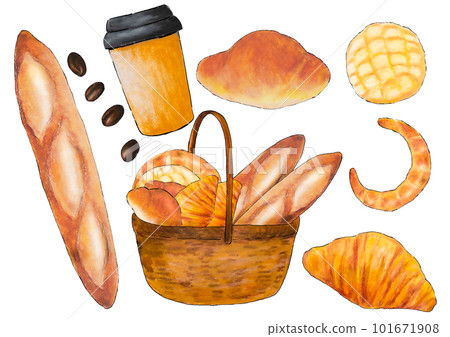 Illustration material of coffee and freshly baked bread 101671908