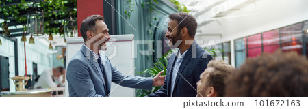 Business male partnership handshake. Photo handshaking process. Successful deal after meeting 101672163