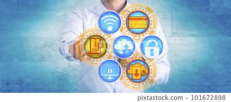 Unrecognizable Man Securely Downloading A ZIP File 101672898