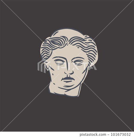 Hand drawn vector abstract outline,graphic,line art greek ancient sculpture statue head line art modern drawing.Antique classic statues in trendy style,outline design concept.Antique statue design. 101673032