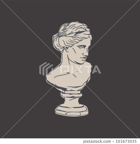 Hand drawn vector abstract outline,graphic,line art greek ancient sculpture statue head line art modern drawing.Antique classic statues in trendy style,outline design concept.Antique statue design. 101673035