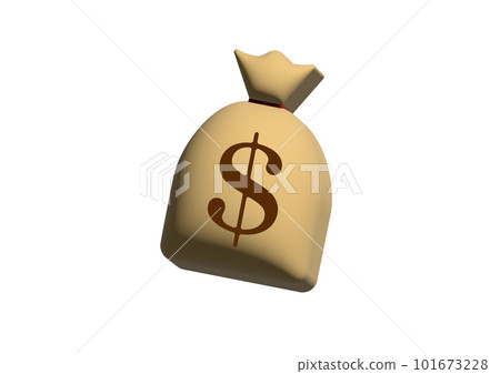 3DCG dollar bag and white background image illustration 101673228