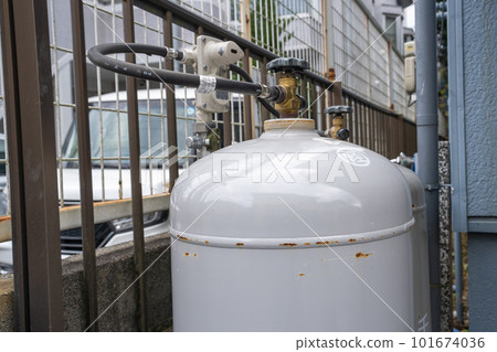 Propane gas cylinders installed outdoors Propane gas cylinders installed outdoors 101674036