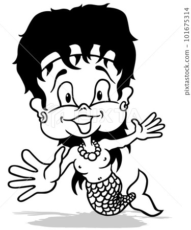 Drawing of a Black-haired Mermaid Drawing of a Black-haired Mermaid 101675314