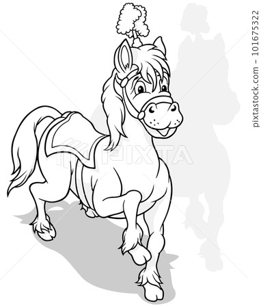 Drawing of a Circus Horse with Head Decoration 101675322