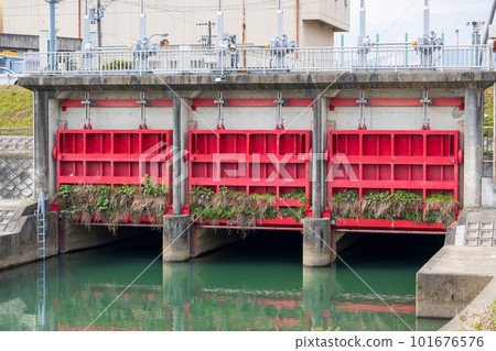 Scenery with a flood gate Scenery with a flood gate 101676576