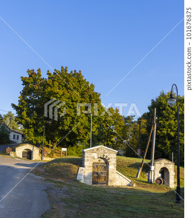 Traditional wine cellars in Tolcsva, Great Plain, North Hungary 101676875