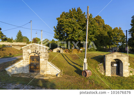 Traditional wine cellars in Tolcsva, Great Plain, North Hungary Traditional wine cellars in Tolcsva, Great Plain, North Hungary 101676876