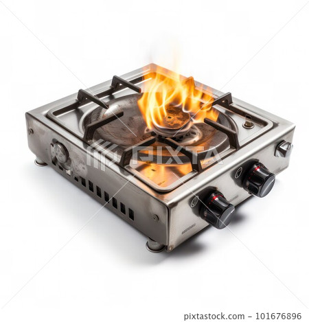 Gas burner flame on a light background.blue fuel 101676896