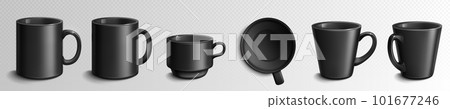 Black ceramic coffee mug vector mockup template 101677246