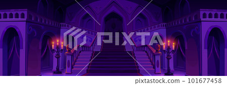 Royal palace hallway with stairs at night Royal palace hallway with stairs at night 101677458