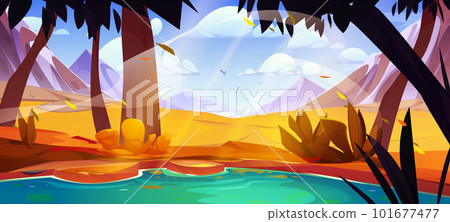 Autumn mountain with lake orange nature landscape 101677477