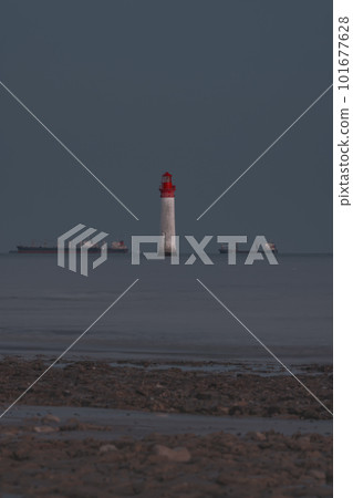 Phare de Chauvea near Ile de Re with ships to La Rochelle, Pays de la Loire, France 101677628