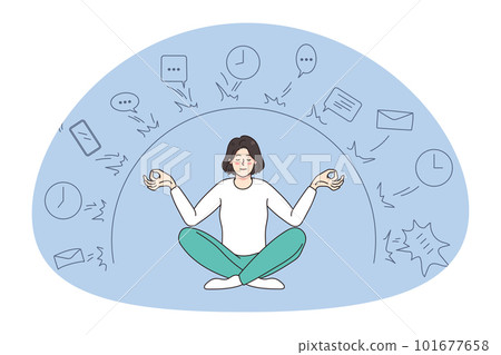 Calm woman have digital detox from work deals 101677658