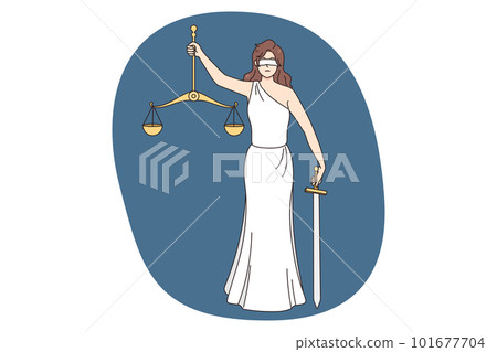 Lady justice blindfolded hold sword and scales 101677704