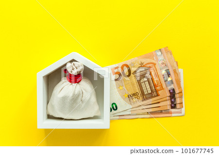 Wooden white house with money 101677745