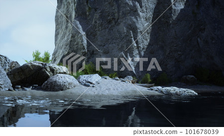 water level to the steep coastal cliffs of the coast of the sea lagoon water level to the steep coastal cliffs of the coast of the sea lagoon 101678039