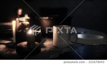 Table setting in candlelight at night Table setting in candlelight at night 101678043
