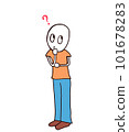 Stock Illustration: Thinking person questioning thinking worrying thoughts 101678283