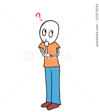 Stock Illustration: Thinking person questioning thinking worrying thoughts Stock Illustration: Thinking person questioning thinking worrying thoughts 101678283