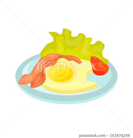 Egg with bacon illustration in color cartoon style. Editable vector graphic design. Egg with bacon illustration in color cartoon style. Editable vector graphic design. 101678289