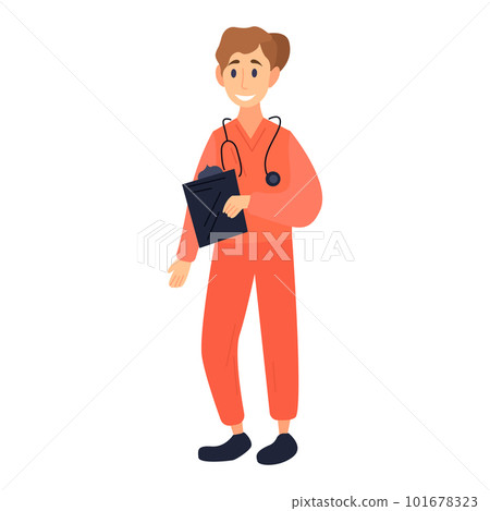 Smiling woman doctor illustration in color cartoon style. Editable vector graphic design. 101678323