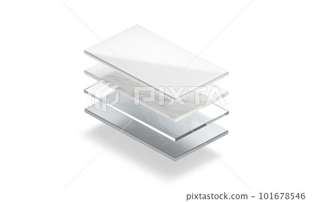 Blank white and transparent glass and marble material layers mockup 101678546