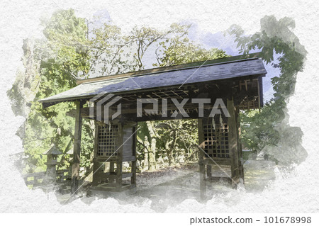 鳥取縣日野町瑞神門水彩風格的 Nesame 神社 101678998