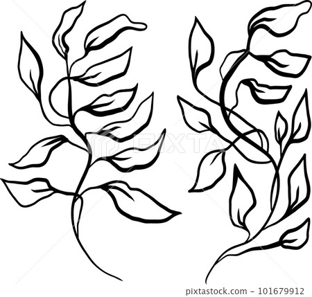 Set of Contemporary Leaves Brunch Vector Pattern 101679912
