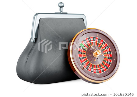 Casino roulette with coin purse, 3D rendering 101680146