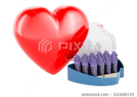 Hair curlers with red heart, 3D rendering 101680159