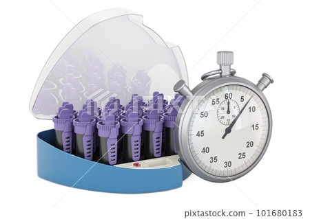 Hair curlers with stopwatch, 3D rendering Hair curlers with stopwatch, 3D rendering 101680183