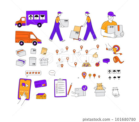 Online service for moving. Moving to a new house. Packing in boxes and delivery by car, van, truck. 101680780