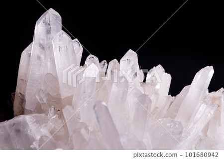 Macro Mineral Stone Rhinestone in Crystals on a Black Background 101680942