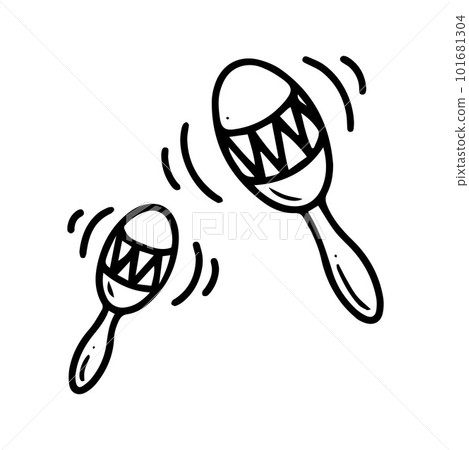 Maracas icon. Vector illustration of blue and red maraca and instrument sign. 101681304