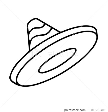 Mexican sombrero with ornament design on top. Vector icon of traditional mexican hat 101681305
