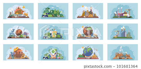 Global warming, climate change, plastic pollution and ecology problems 101681364