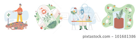 Herbal oils natural medicines. Scientist or doctor making alternative medicine herb 101681386