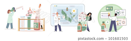 Traditional herb recipes of alternative medicine. Medicine pharmacy. Herbal pills 101681503