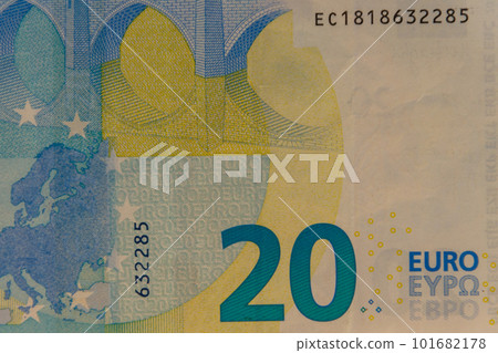 Macro shot of twenty euro banknote 101682178