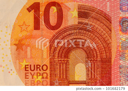 Macro shot of ten euro banknote 101682179
